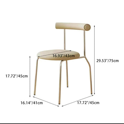 Modern Minimalist Curved Round Leather Metal Dining Chair Backrest For Dining Room