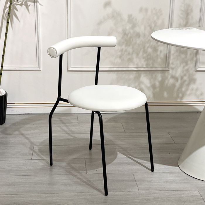 Modern Minimalist Curved Round Leather Metal Dining Chair Backrest For Dining Room