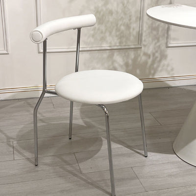 Modern Minimalist Curved Round Leather Metal Dining Chair Backrest For Dining Room