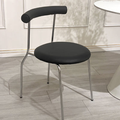 Modern Minimalist Curved Round Leather Metal Dining Chair Backrest For Dining Room