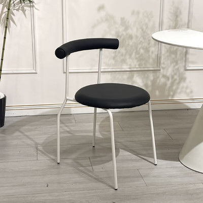 Modern Minimalist Curved Round Leather Metal Dining Chair Backrest For Dining Room