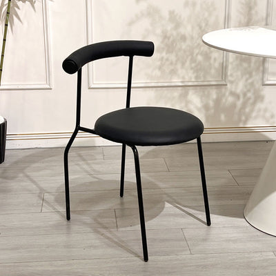 Modern Minimalist Curved Round Leather Metal Dining Chair Backrest For Dining Room