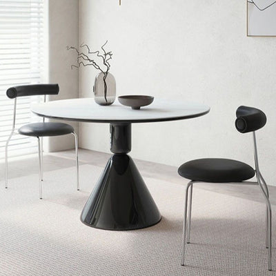 Modern Minimalist Curved Round Leather Metal Dining Chair Backrest For Dining Room