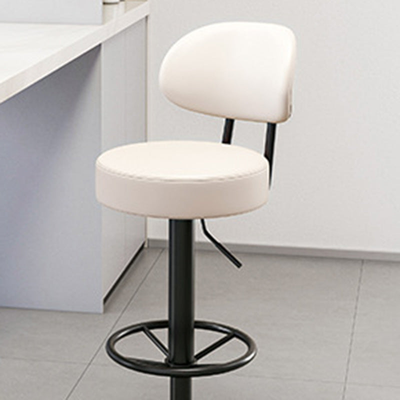 Modern Minimalist Round Curved Napa Leather Metal Desk Chair Backrest Armless For Home Office