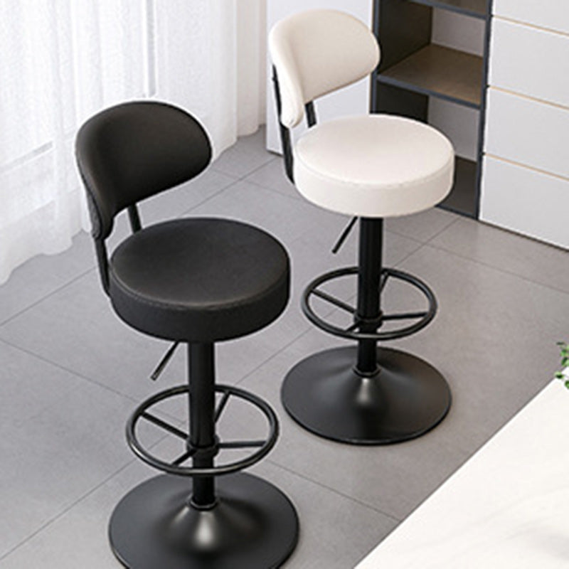 Modern Minimalist Round Curved Napa Leather Metal Desk Chair Backrest Armless For Home Office