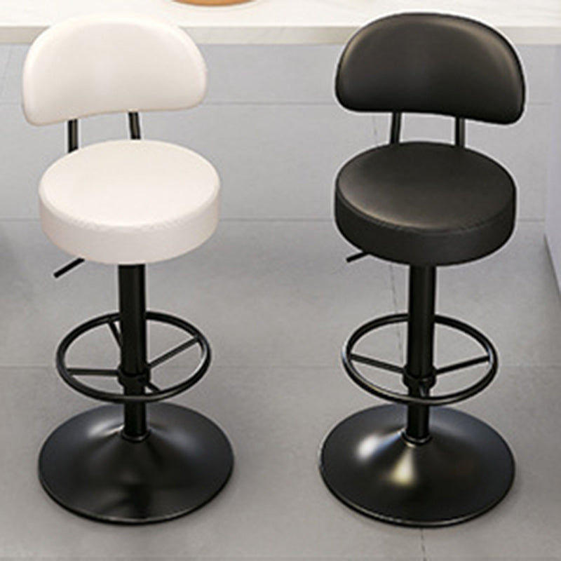 Modern Minimalist Round Curved Napa Leather Metal Desk Chair Backrest Armless For Home Office