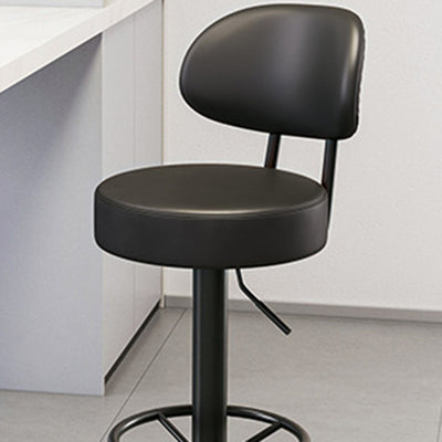 Modern Minimalist Round Curved Napa Leather Metal Desk Chair Backrest Armless For Home Office