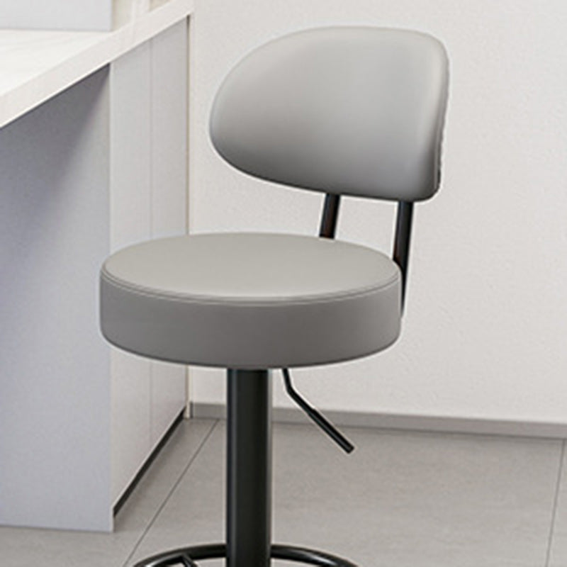 Modern Minimalist Round Curved Napa Leather Metal Desk Chair Backrest Armless For Home Office