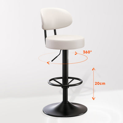 Modern Minimalist Round Curved Napa Leather Metal Desk Chair Backrest Armless For Home Office