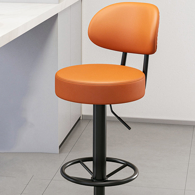 Modern Minimalist Round Curved Napa Leather Metal Desk Chair Backrest Armless For Home Office