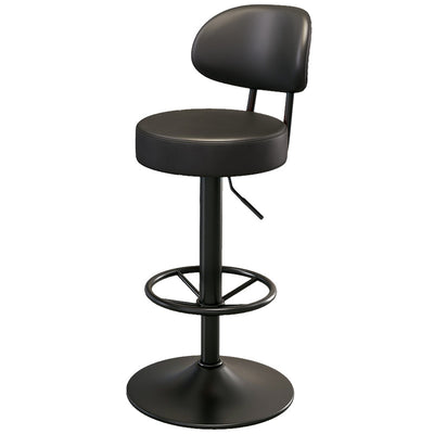 Modern Minimalist Round Curved Napa Leather Metal Desk Chair Backrest Armless For Home Office