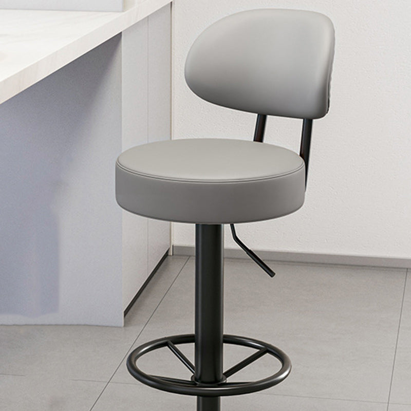 Modern Minimalist Round Curved Napa Leather Metal Desk Chair Backrest Armless For Home Office