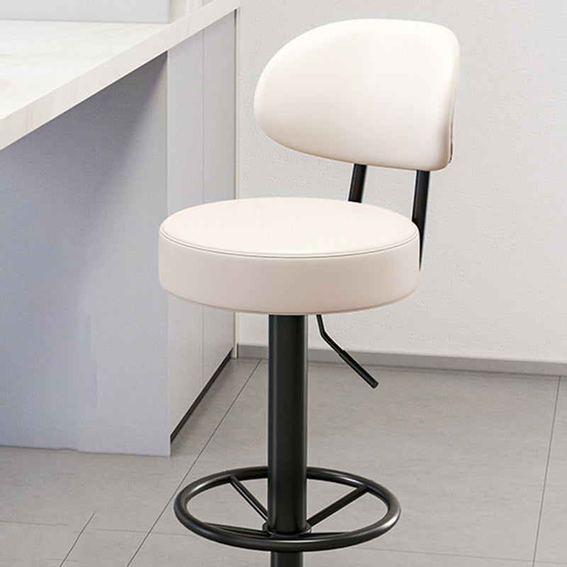 Modern Minimalist Round Curved Napa Leather Metal Desk Chair Backrest Armless For Home Office