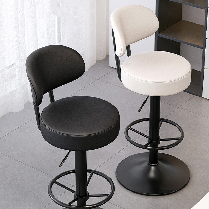 Modern Minimalist Round Curved Napa Leather Metal Desk Chair Backrest Armless For Home Office