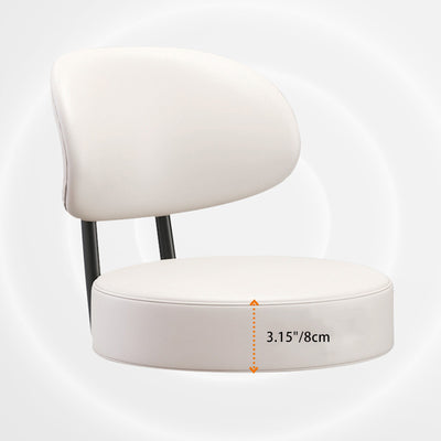 Modern Minimalist Round Curved Napa Leather Metal Desk Chair Backrest Armless For Home Office