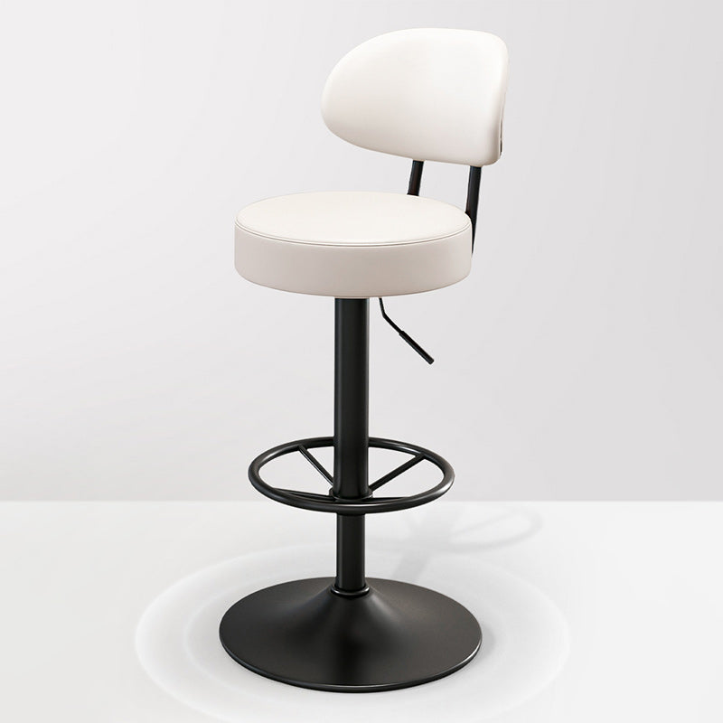 Modern Minimalist Round Curved Napa Leather Metal Desk Chair Backrest Armless For Home Office