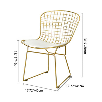 Contemporary Scandinavian Openwork Square Curved Leather Metal Dining Chair Backrest Arm For Dining Room