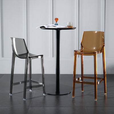 Contemporary Scandinavian Square Curved Acrylic Backrest Bar Stool For Dining Room