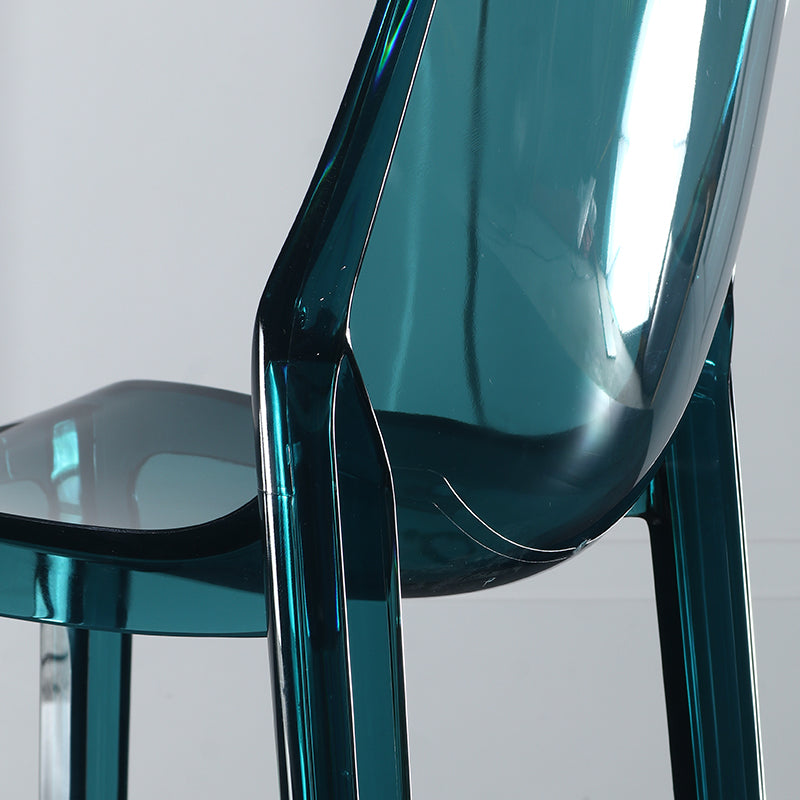 Contemporary Scandinavian Square Curved Acrylic Backrest Bar Stool For Dining Room