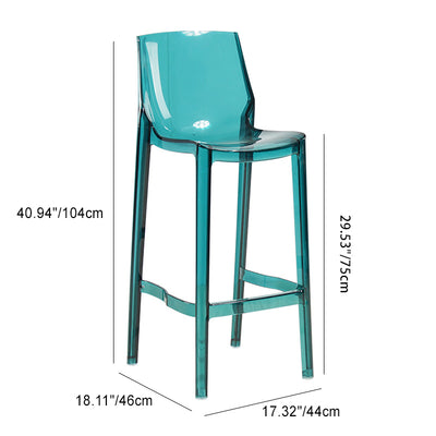 Contemporary Scandinavian Square Curved Acrylic Backrest Bar Stool For Dining Room