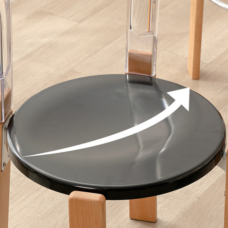 Modern Minimalist Round Curved PC Wood Dining Chair Backrest Armless For Dining Room