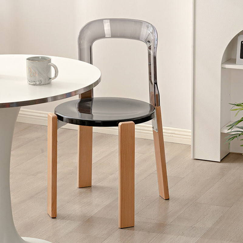 Modern Minimalist Round Curved PC Wood Dining Chair Backrest Armless For Dining Room