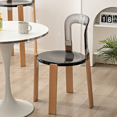 Modern Minimalist Round Curved PC Wood Dining Chair Backrest Armless For Dining Room