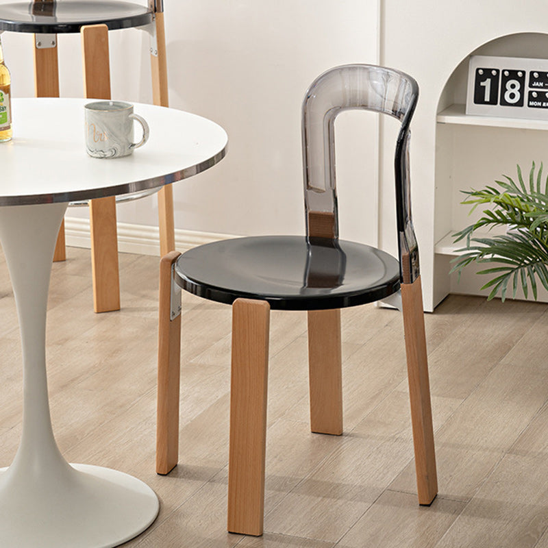 Modern Minimalist Round Curved PC Wood Dining Chair Backrest Armless For Dining Room