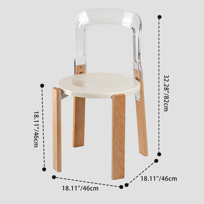 Modern Minimalist Round Curved PC Wood Dining Chair Backrest Armless For Dining Room