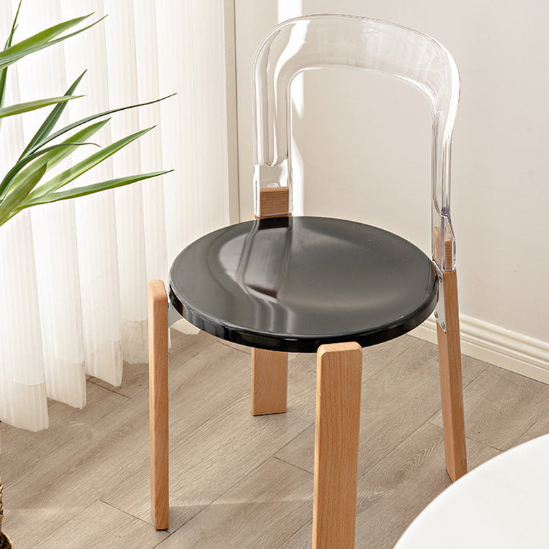 Modern Minimalist Round Curved PC Wood Dining Chair Backrest Armless For Dining Room