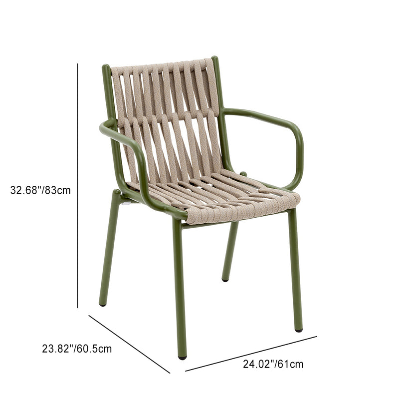 Chaise de salle à manger en aluminium avec dossier creux carré rustique traditionnel et accoudoirs pour salle à manger 