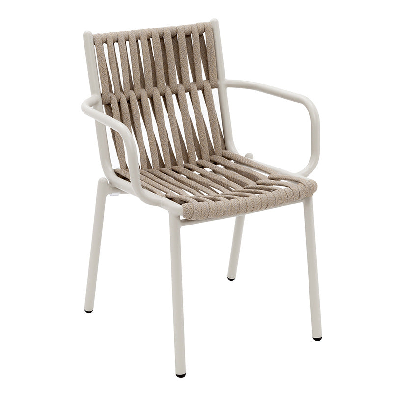 Chaise de salle à manger en aluminium avec dossier creux carré rustique traditionnel et accoudoirs pour salle à manger 