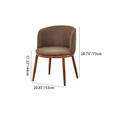 Contemporary Scandinavian Curved Round Cotton Linen Iron Wood Dining Chair Backrest For Dining Room