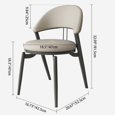 Chaise de salle à manger ronde en cuir incurvé scandinave contemporaine avec dossier en fer 