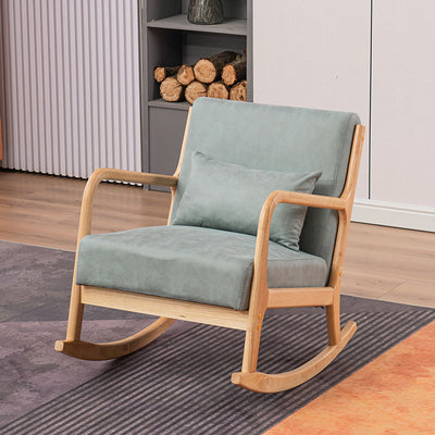 Modern Minimalist Square Shake Bend Tech Fabric Solid Wood Accent Chair Backrest Armrest For Living Room