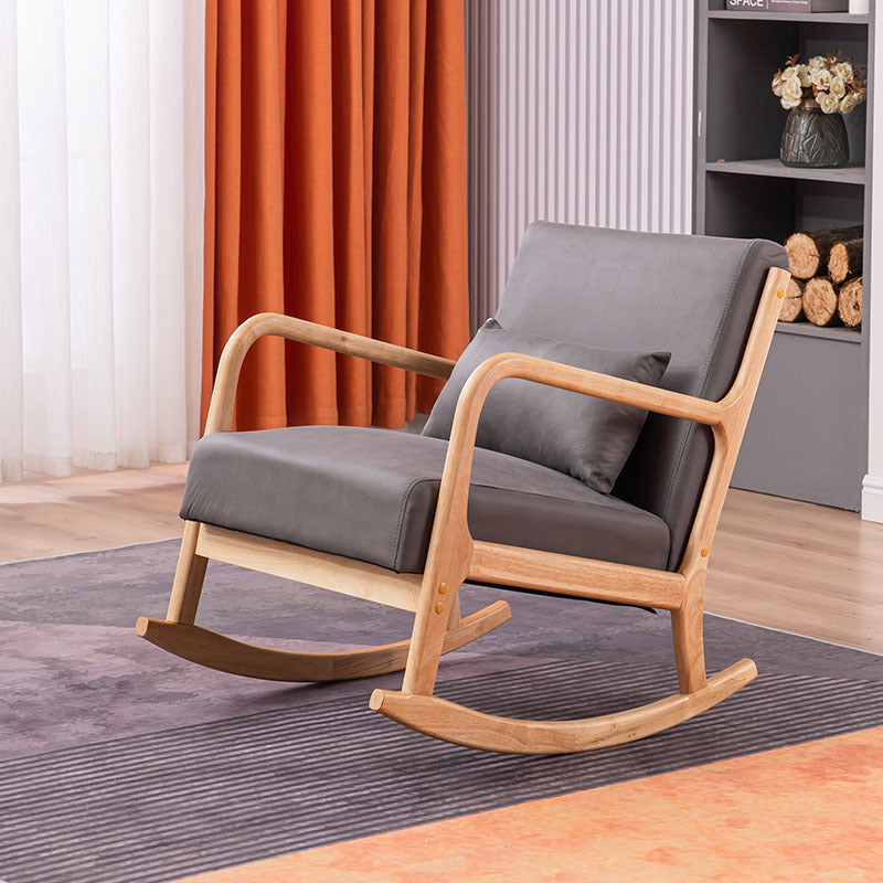 Modern Minimalist Square Shake Bend Tech Fabric Solid Wood Accent Chair Backrest Armrest For Living Room