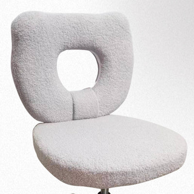 Contemporary Scandinavian Cream Bear Round Lambswool Metal Vanity Stool Backrest For Bedroom