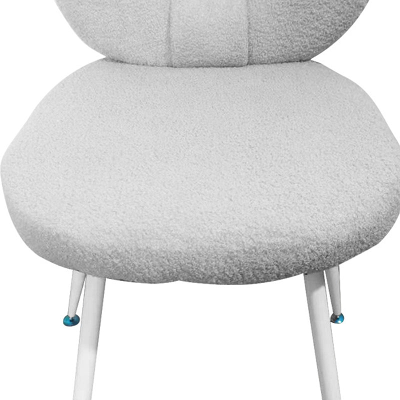 Contemporary Scandinavian Cream Bear Round Lambswool Metal Vanity Stool Backrest For Bedroom