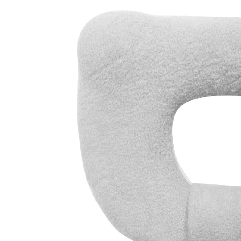 Contemporary Scandinavian Cream Bear Round Lambswool Metal Vanity Stool Backrest For Bedroom