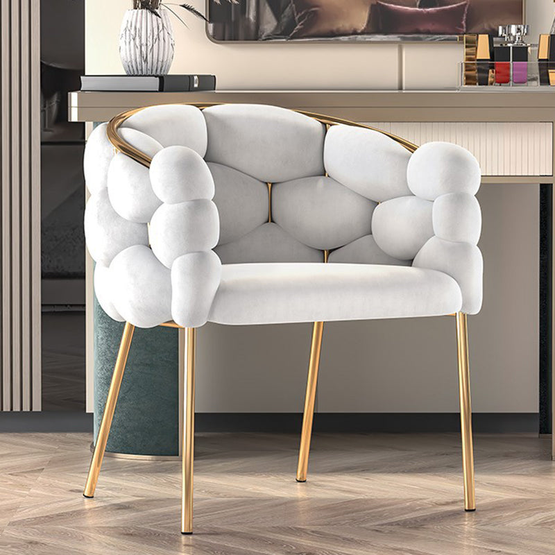 Tabouret de coiffeuse en tissu et métal à bulles créatives contemporaines, demi-rond, demi-enveloppant, avec dossier et accoudoirs pour chambre à coucher 