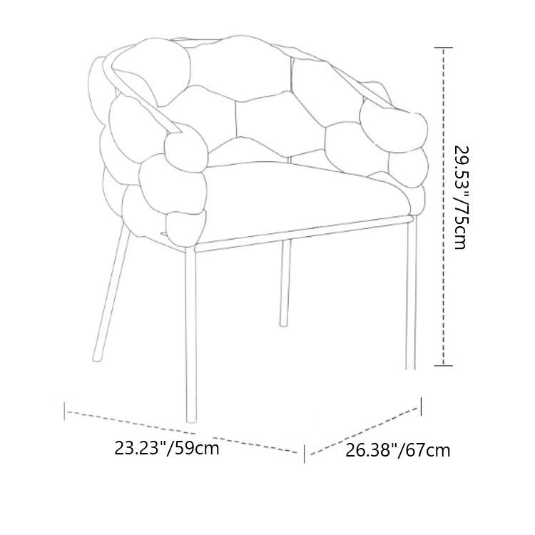 Tabouret de coiffeuse en tissu et métal à bulles créatives contemporaines, demi-rond, demi-enveloppant, avec dossier et accoudoirs pour chambre à coucher 