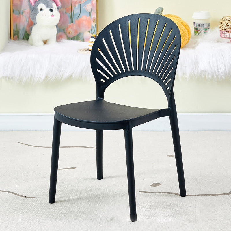 Modern Minimalist Hollow Bend Square Plastic Dining Chair Backrest For Dining Room