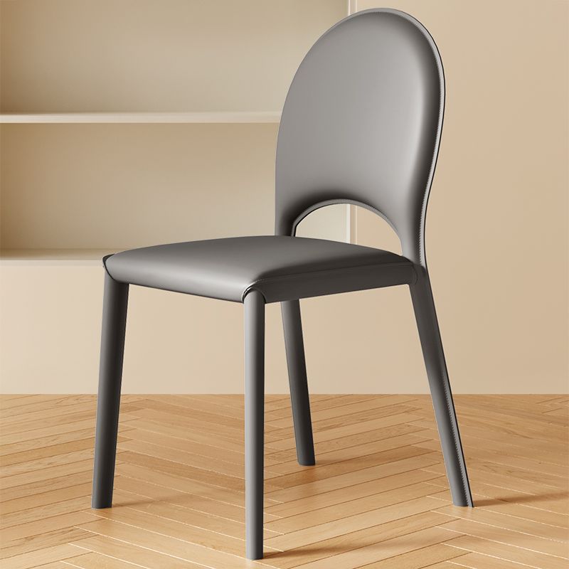 Contemporary Scandinavian Curved Half Round Square Leather Metal Dining Chair Backrest For Dining Room