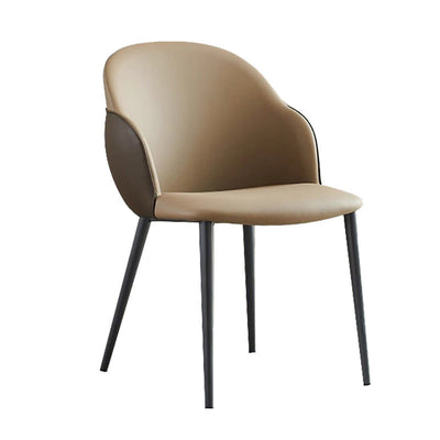 Chaise de salle à manger moderne minimaliste en cuir microfibre, acier au carbone, éponge, carrée, elliptique avec dossier et accoudoirs 