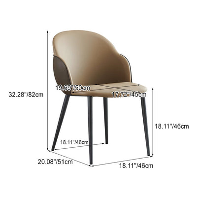 Modern Minimalist Microfiber Leather Carbon Steel Sponge Square Elliptical Dining Chair Backrest Armrest For Dining Room