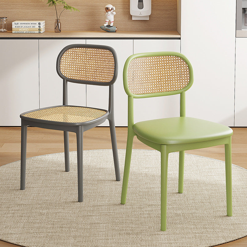 Contemporary Retro Weaving PP Sponge Square Dining Chair Backrest For Dining Room