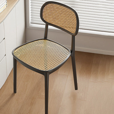 Contemporary Retro Weaving PP Sponge Square Dining Chair Backrest For Dining Room