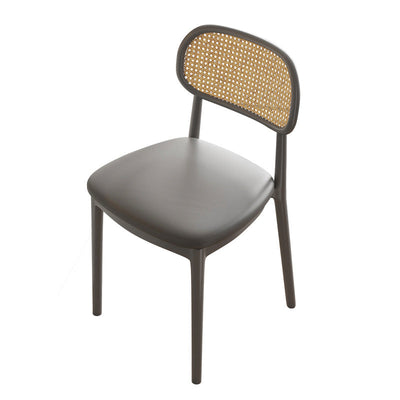 Contemporary Retro Weaving PP Sponge Square Dining Chair Backrest For Dining Room