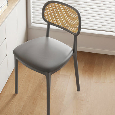 Contemporary Retro Weaving PP Sponge Square Dining Chair Backrest For Dining Room