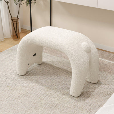 Contemporary Creative Teddy Fleece Sponge Carbon Steel Crooked Cat Vanity Stool For Bedroom